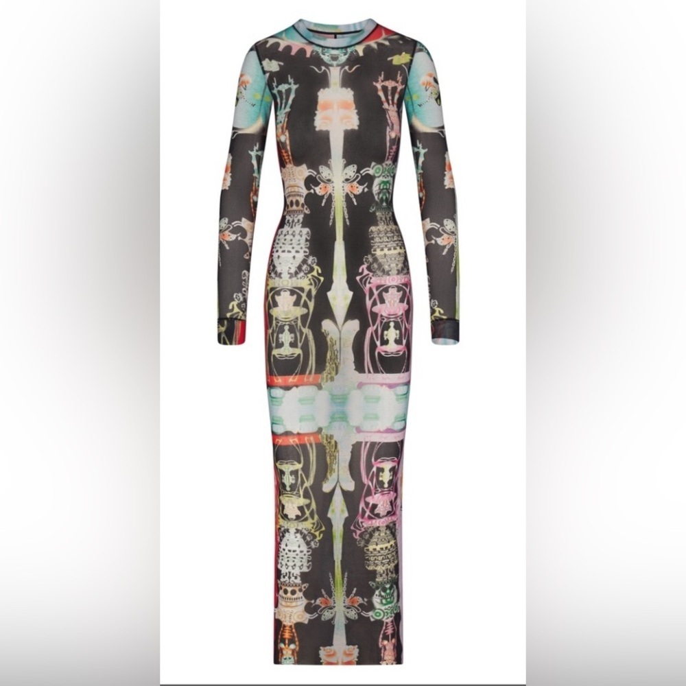 SKIMS Summer Mesh Long Sleeve Dress - Orchid Cabinet (Size S)